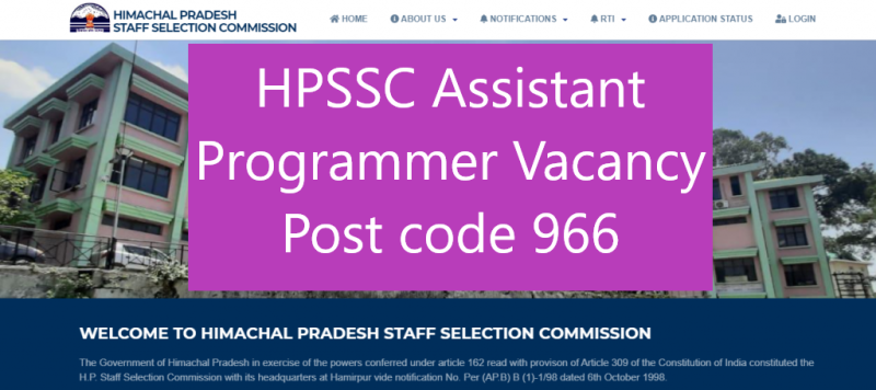 HPSSC Assistant Programmer Vacancy Post Code 966